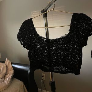 black lace crop top